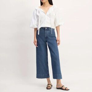 Everlane The Mariner Cropped Wide Leg Jeans 100% Organic Cotton Size 25 NWT